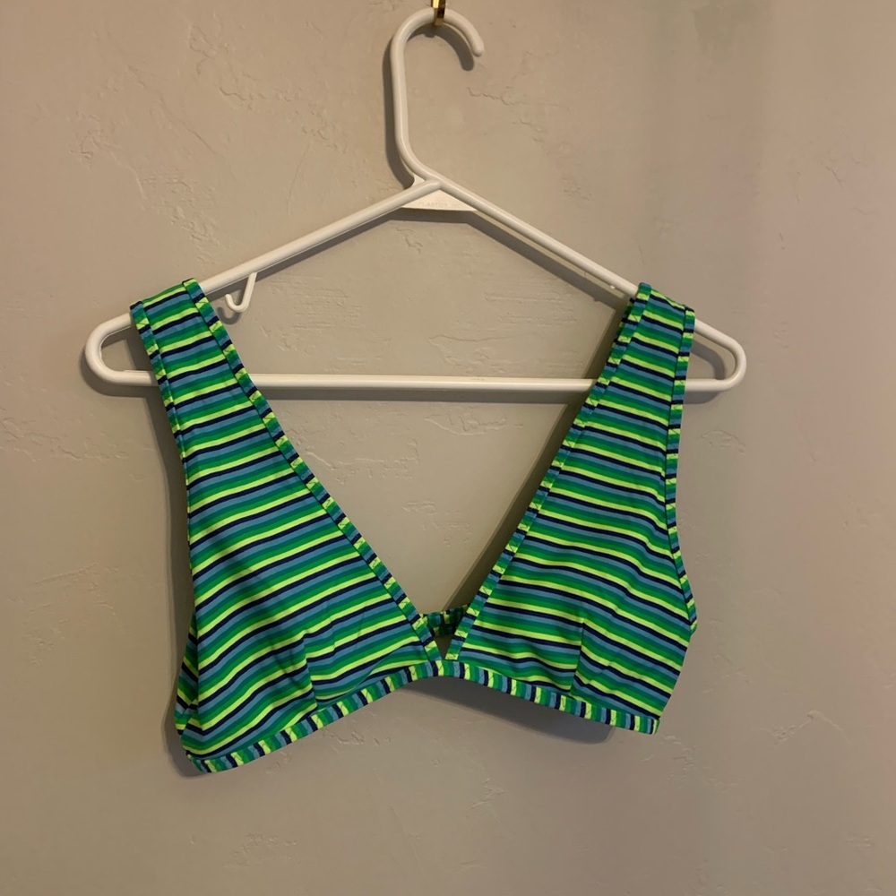 Aerie Striped Multicolor Bralette Triangle Swimsuit Bikini Top Women’s Size M